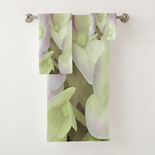 アンティークホワイト&ダスティピンクアジサイ花びら バスタオルセット (インサイチュ)