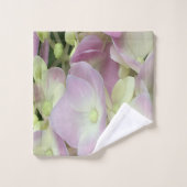 アンティークホワイト&ダスティピンクアジサイ花びら バスタオルセット (ウォッシュタオル)