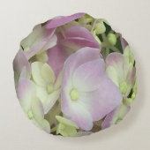 アンティークホワイト&ダスティピンクアジサイ花びら ラウンドクッション (裏面)