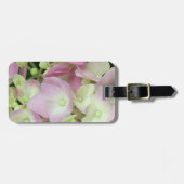 アンティークホワイト&ダスティピンクアジサイ花びら ラゲッジタグ (正面横)