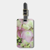 アンティークホワイト&ダスティピンクアジサイ花びら ラゲッジタグ (正面縦)