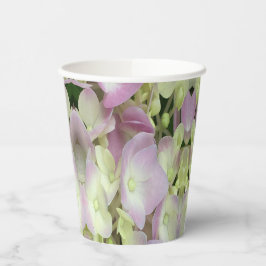 アンティークホワイト&ダスティピンクアジサイ花びら 紙コップ