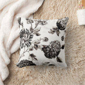 アンティークホワイト&ブラックボタニカルフローラトイルNo.2 クッション (ブランケット)