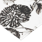 アンティークホワイト&ブラックボタニカルフローラトイルNo.2 ショートテーブルランナー (コーナー)