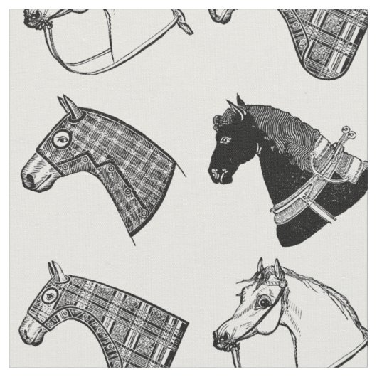 アンティークホースアートパターンヴィンテージ馬 ファブリック (クローズアップ)