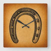 アンティークホースシューヴィンテージウエスタンホースシュー スクエア壁時計 (正面)