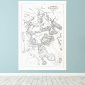 アンティークボストンの地図 | 1775-1776 キャンバスプリント (インサイチュ (ウッドフロア))