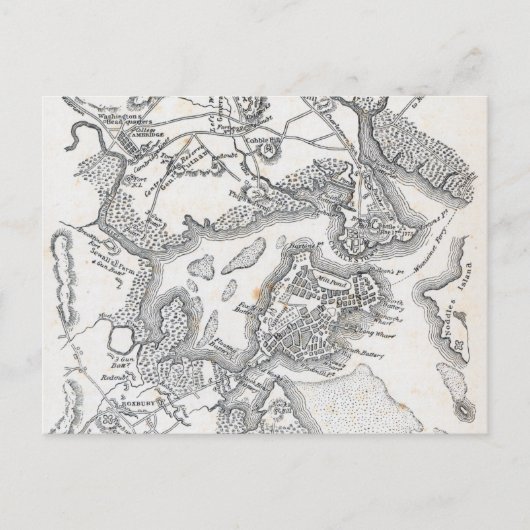 アンティークボストンの地図 | 1775-1776 ポストカード (正面)