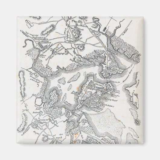 アンティークボストンの地図 | 1775-1776 マグネット (正面)