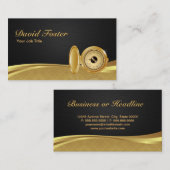 アンティークポケットウォッチブラック金ゴールドダマエレガントスク 名刺 (正面/裏面)