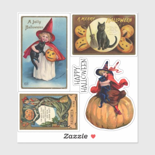 アンティークポストカードヴィンテージハロウィーン シール (シート)