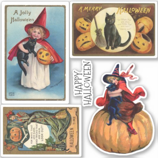 アンティークポストカードヴィンテージハロウィーン シール (正面)