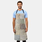 アンティークポストカーフランスのドヴィンテージ背景 エプロン (着用した状態)