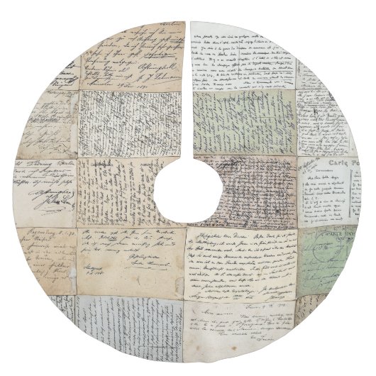 アンティークポストカーフランスのドヴィンテージ背景 ブラッシュドポリエステルツリースカート (正面)