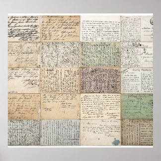 アンティークポストカーフランスのドヴィンテージ背景 ポスター