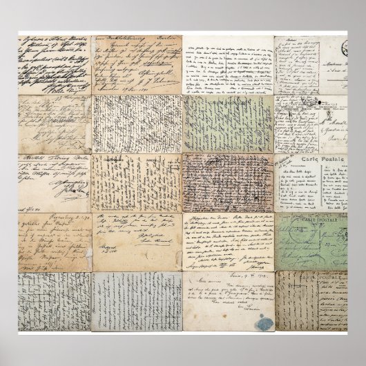 アンティークポストカーフランスのドヴィンテージ背景 ポスター (正面)