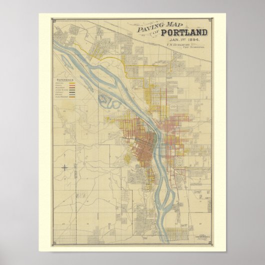 アンティークポートランドの地図 ポスター (正面)