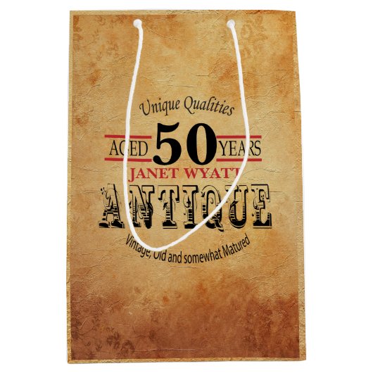 アンティークマイルストーン50誕生日2 ミディアムペーパーバッグ (正面)