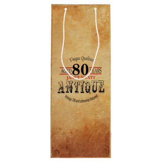 アンティークマイルストーン80番目の誕生日 ワインギフトバッグ (裏面)
