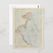 アンティークマサチューセッツ州,プリマス湾の地図 ポストカード (正面/裏面)