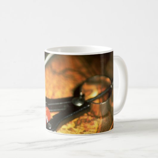 アンティークマップとコンパス コーヒーマグカップ (正面右)