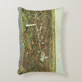 アンティークマップとワシントンDCのパノラマビュー アクセントクッション (正面(垂直))