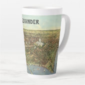 アンティークマップとワシントンDCのパノラマビュー カフェラテマグ (右アングル)