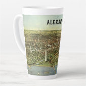 アンティークマップとワシントンDCのパノラマビュー カフェラテマグ (左アングル)