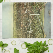 アンティークマップとワシントンDCのパノラマビュー キッチンタオル (折り畳み)