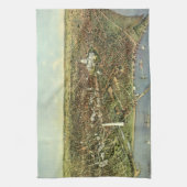 アンティークマップとワシントンDCのパノラマビュー キッチンタオル (縦)