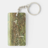 アンティークマップとワシントンDCのパノラマビュー キーホルダー (裏面)