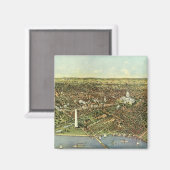 アンティークマップとワシントンDCのパノラマビュー マグネット (正面/裏面)