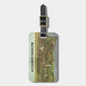 アンティークマップとワシントンDCのパノラマビュー ラゲッジタグ (正面縦)