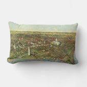 アンティークマップとワシントンDCのパノラマビュー ランバークッション (正面)
