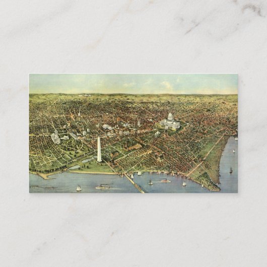 アンティークマップとワシントンDCのパノラマビュー 名刺 (裏面)