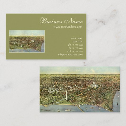 アンティークマップとワシントンDCのパノラマビュー 名刺 (正面/裏面)