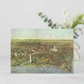 アンティークマップとワシントンDCのパノラマビュー 招待状 (スタンド正面)