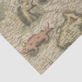 アンティークマップと海の生物の分離 薄葉紙 (詳細)