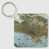 アンティークマップエアリアルビューシティオブシアトルワシントン キーホルダー (正面)