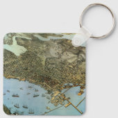 アンティークマップエアリアルビューシティオブシアトルワシントン キーホルダー (裏面)