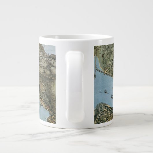アンティークマップエアリアルビューシティオブシアトルワシントン ジャンボコーヒーマグカップ