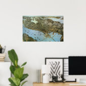 アンティークマップエアリアルビューシティオブシアトルワシントン ポスター (ホームオフィス)