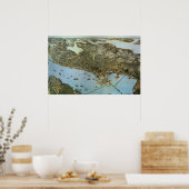 アンティークマップエアリアルビューシティオブシアトルワシントン ポスター (キッチン)