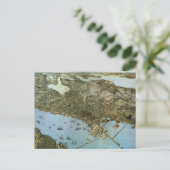 アンティークマップエアリアルビューシティオブシアトルワシントン ポストカード (スタンド正面)