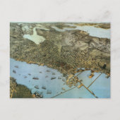 アンティークマップエアリアルビューシティオブシアトルワシントン ポストカード (正面)