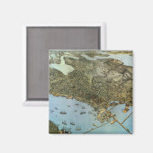 アンティークマップエアリアルビューシティオブシアトルワシントン マグネット (正面/裏面)