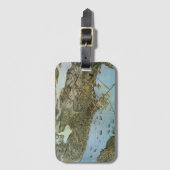 アンティークマップエアリアルビューシティオブシアトルワシントン ラゲッジタグ (正面縦)