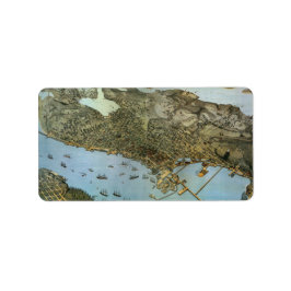 アンティークマップエアリアルビューシティオブシアトルワシントン ラベル