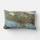 アンティークマップエアリアルビューシティオブシアトルワシントン ランバークッション (正面)