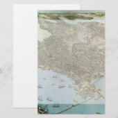 アンティークマップエアリアルビューシティオブシアトルワシントン 便箋 (正面/裏面)